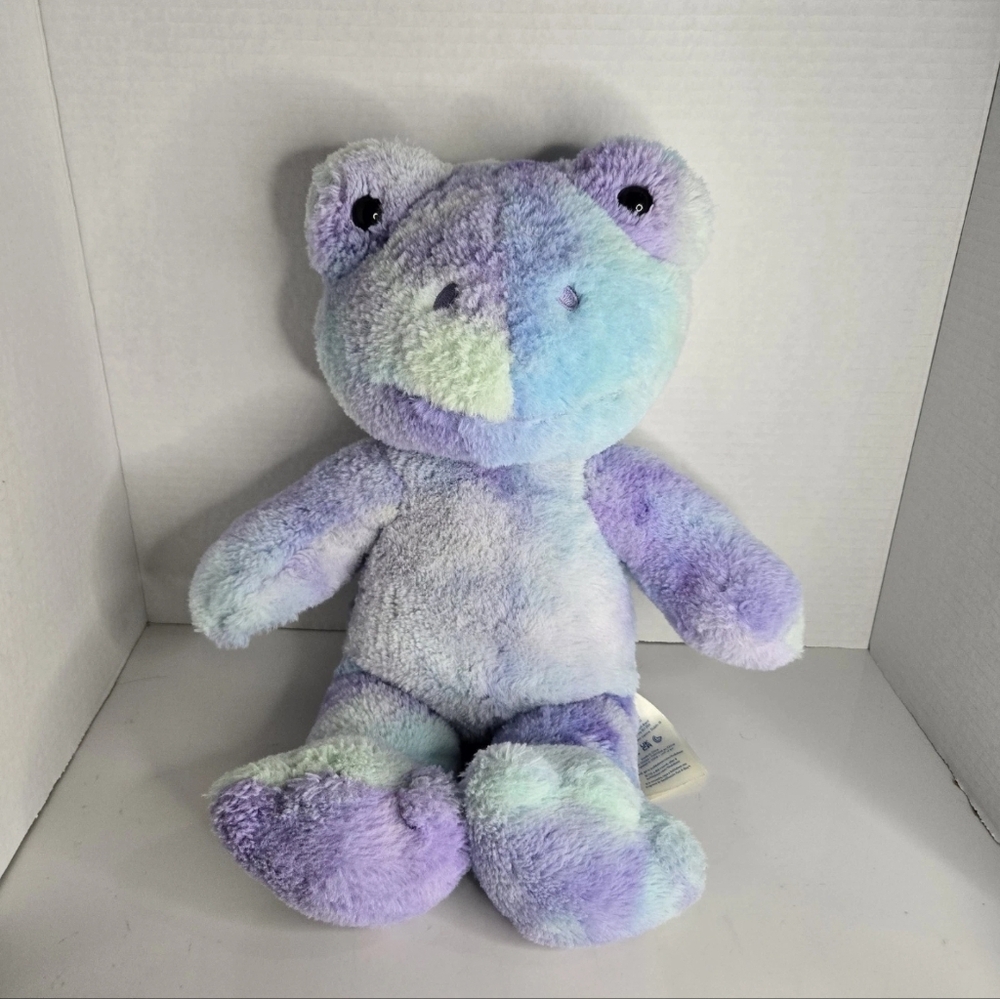 Build A Bear Hoppy Swirls Frog Plush Tie Dye Blue Purple Stuffed Animal 16"